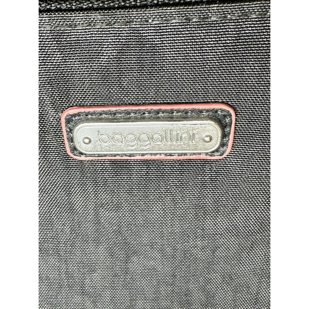 Baggallini Crossbody Bag Black Leopard Cheetah Pink Trim Nylon Travel Bag RFID - Picture 6 of 9